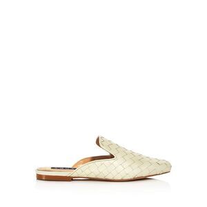 AQUA Womens Beige Woven Kiara Square Toe Block Heel Slip On Leather Mules 9.5 M